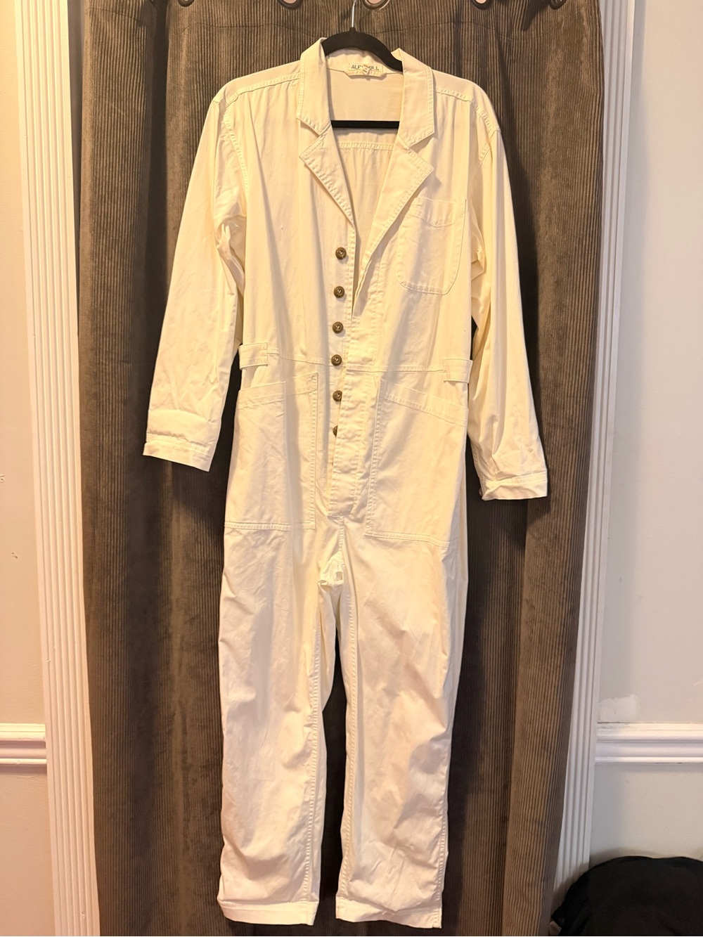 Alex Mill Cotton Cream Button-Front Utility Jumpsuit